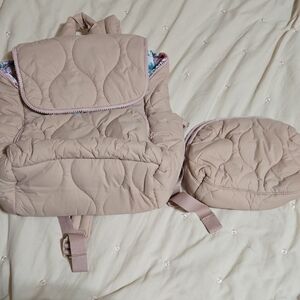 Vera Bradley Quilted Backpack and Pouch - Light Pink